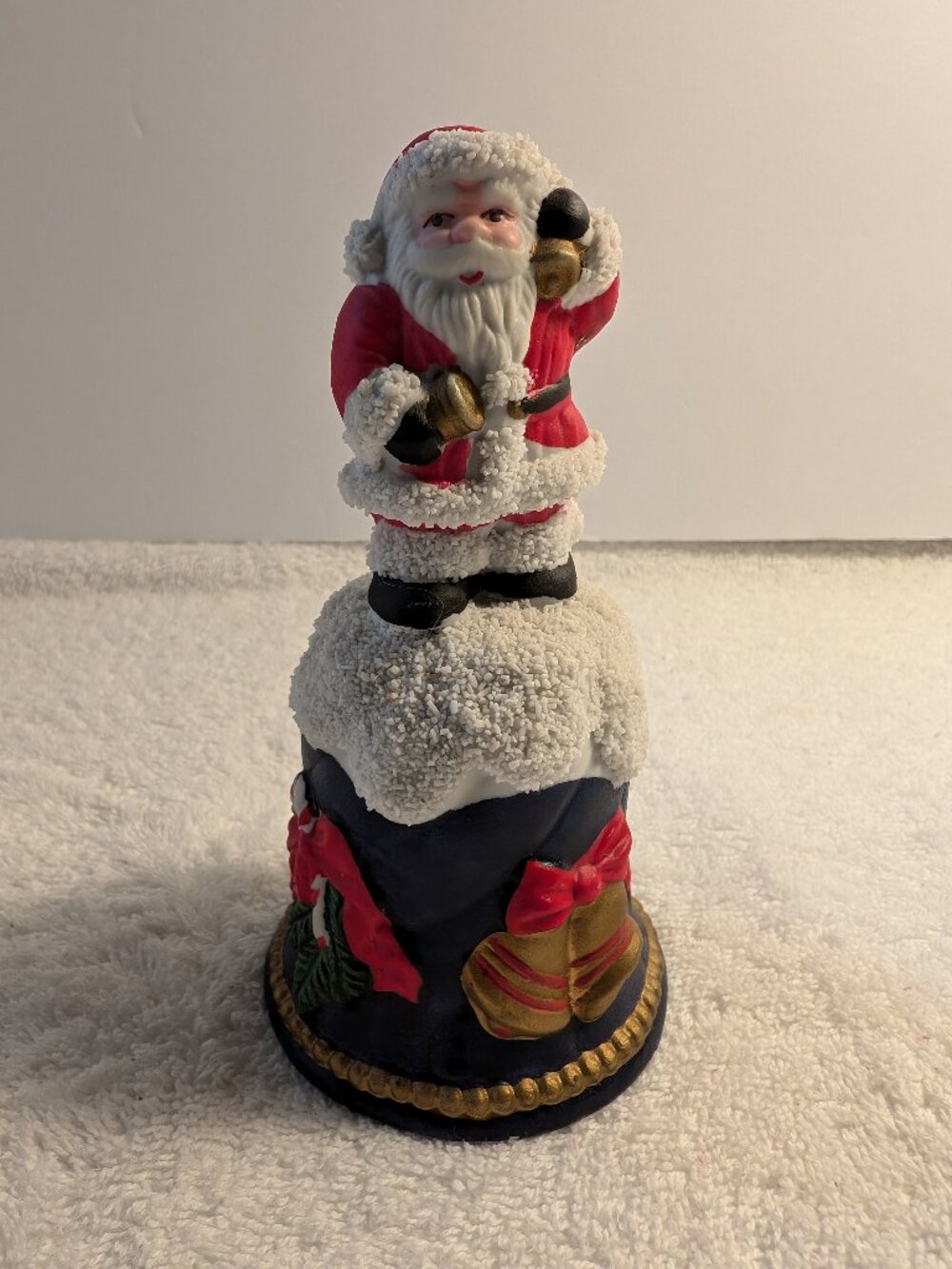 VINTAGE SANTA CLAUS CERAMIC CHRISTMAS BELL 1980's-1990's HOLIDAY DECOR